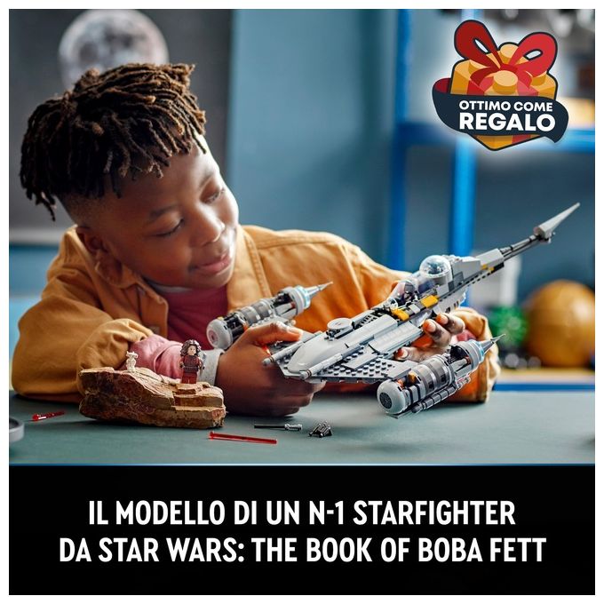 LEGO Star Wars 75325 Starfighter N-1 del Mandaloriano, Personaggi Peli Motto, Droide BD e Baby Yoda, Giocattolo Costruibile