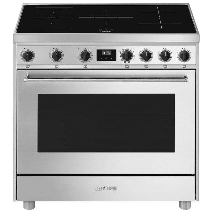 Smeg C91IEX9 Estetica Mista Cucina con Piano a Induzione e Forno Elettrico Termoventilato 5 Zone Classe energetica A 90x60 cm Acciaio Inox