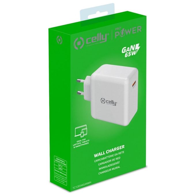Celly TC 1 Caricabatterie Usb-C 65W Bianco