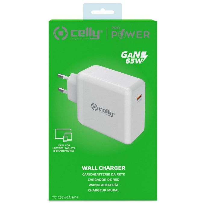 Celly TC 1 Caricabatterie Usb-C 65W Bianco