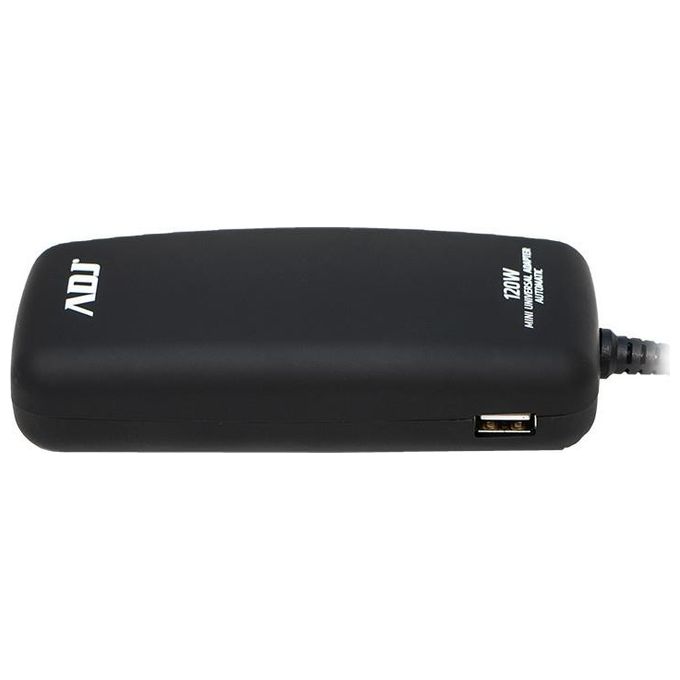 Adj 160-00126 Alimentatore per Notebook 120W Mini 3Pin Auto con Porta Usb Nero