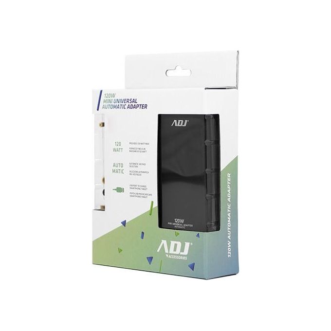 Adj 160-00126 Alimentatore per Notebook 120W Mini 3Pin Auto con Porta Usb Nero