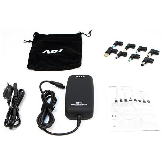Adj 160-00126 Alimentatore per Notebook 120W Mini 3Pin Auto con Porta Usb Nero