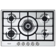 DeLonghi NSL575X Piano Cottura a Gas 4 Zone + 1 Tripla Corona Griglie in ghisa 75cm Inox