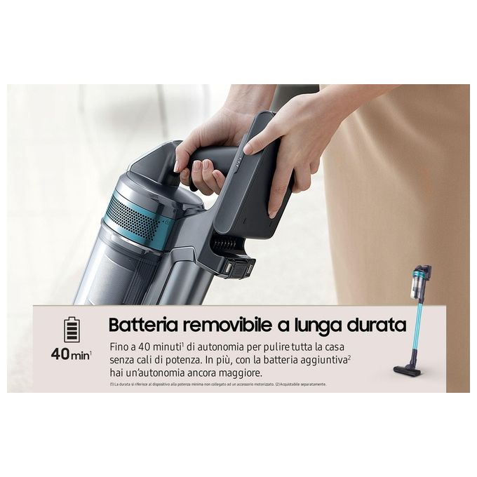 Samsung Jet 60 Turbo Scopa Elettrica Senza Fili 150W Nero-Menta