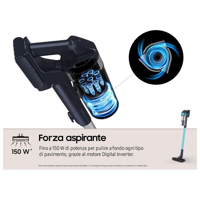 Samsung Jet 60 Turbo Scopa Elettrica Senza Fili 150W Nero-Menta