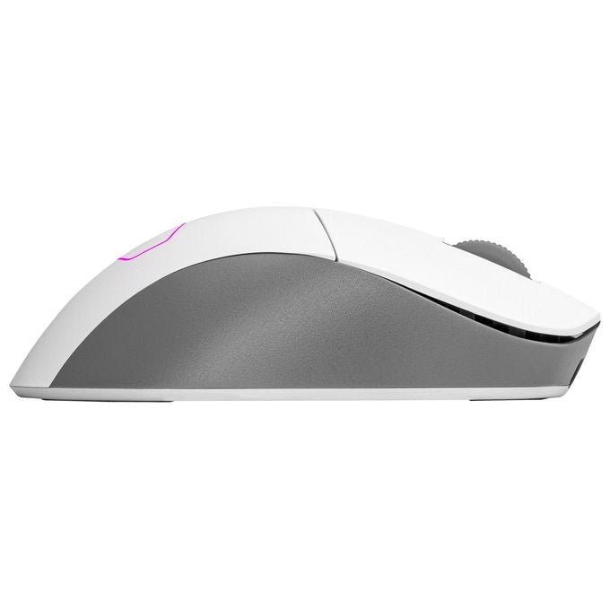 Cooler master mm731 mouse gaming wireless ibrido ultraleggero 59g con RGB led sensore ottico 19K DPI e ergonomico bianco opaco
