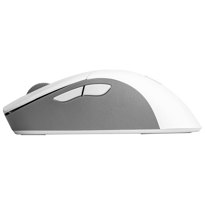 Cooler master mm731 mouse gaming wireless ibrido ultraleggero 59g con RGB led sensore ottico 19K DPI e ergonomico bianco opaco