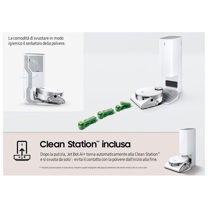 Samsung Jet Bot AI Aspirapolvere Robot 0.2 Litri Senza Sacchetto Argento-Bianco