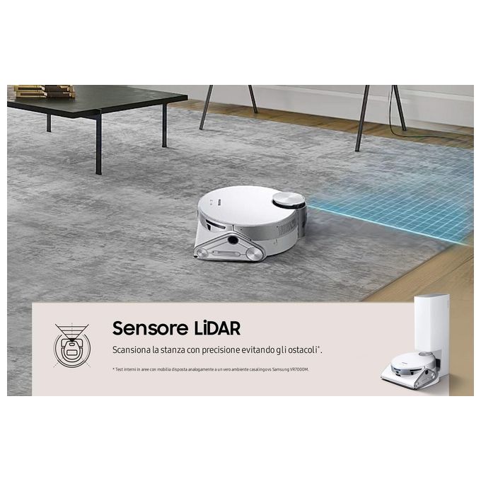 Samsung Jet Bot AI Aspirapolvere Robot 0.2 Litri Senza Sacchetto Argento-Bianco