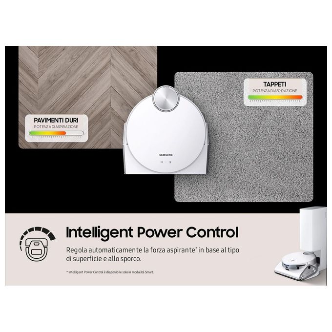 Samsung Jet Bot AI Aspirapolvere Robot 0.2 Litri Senza Sacchetto Argento-Bianco
