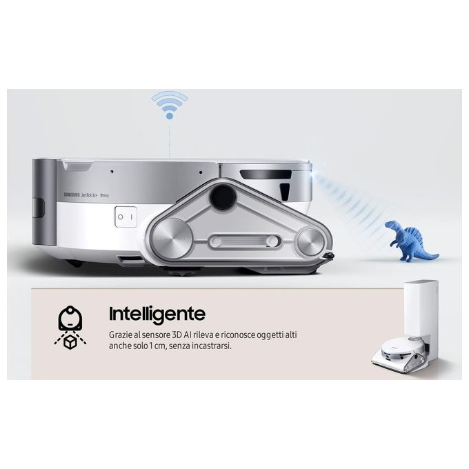 Samsung Jet Bot AI Aspirapolvere Robot 0.2 Litri Senza Sacchetto Argento-Bianco