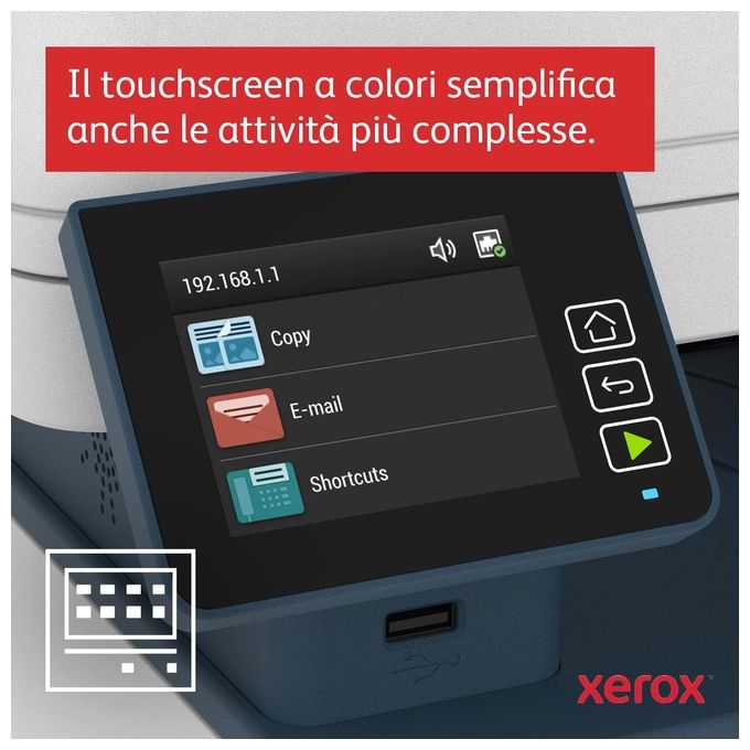 Xerox B235 Multifunzione Laser A4 Copia Stampa Scansione Fax 34ppm Bianco e Nero, Wireless con Stampa Fronte Retro, Pannello Touch a Colore