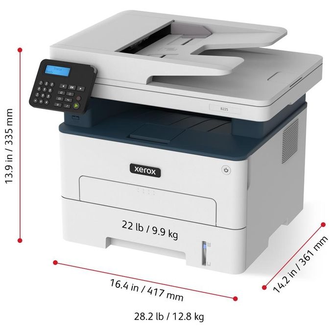 Xerox Stampante Multifunzione B225 Laser A4 34ppm Wireless con ADF e 2 Vassoi