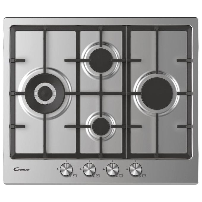 Candy CHG6DWEX Piano Cottura a Gas su metallo 4 zone Diamond Griglie in ghisa Doppia corona 60 cm 4 livelli di potenza Inox