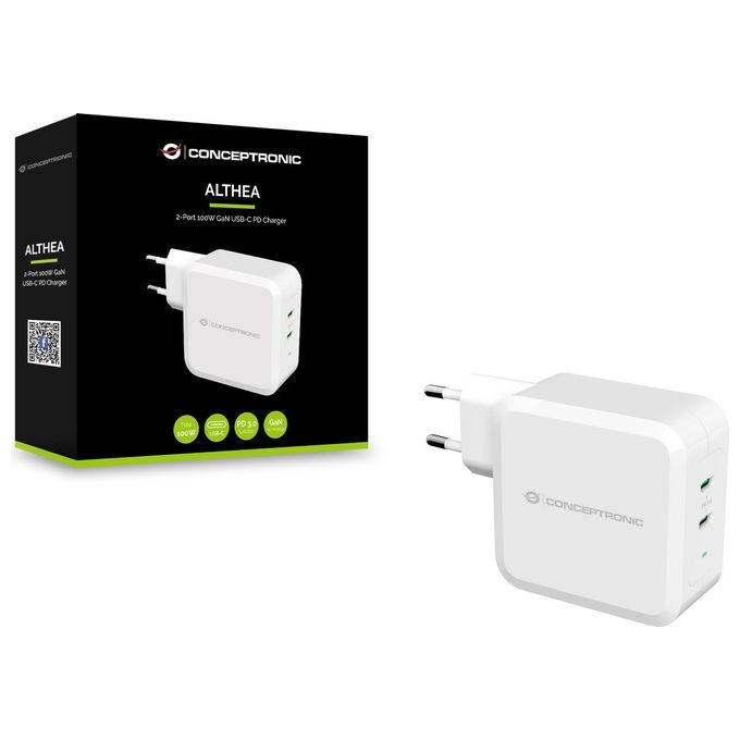 Conceptronic ALTHEA08W Caricatore Usb-C Gan a 3 Porte da 100W Bianco