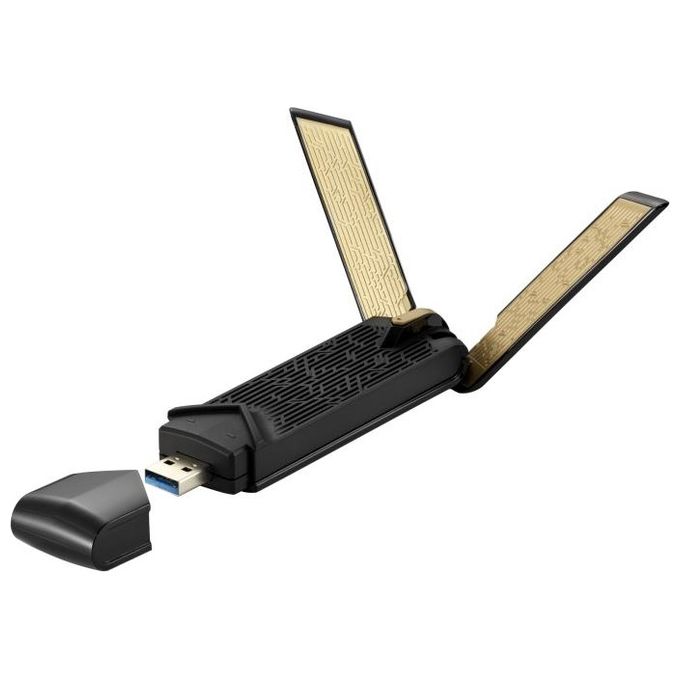 ASUS USB-AX56 Adattatore Wireless USB, Doppia banda Per Una Maggiore Compatibilita' Con I Tuoi Dispositivi, Connessione Veloce Grazie al WiFi 6, Non Necessita' di Installazione, Nero