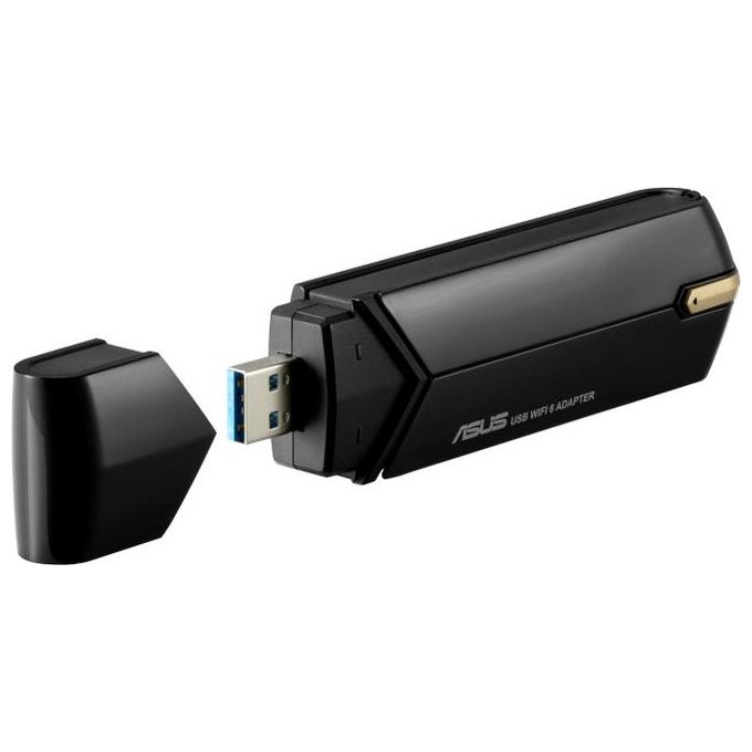 ASUS USB-AX56 Adattatore Wireless USB, Doppia banda Per Una Maggiore Compatibilita' Con I Tuoi Dispositivi, Connessione Veloce Grazie al WiFi 6, Non Necessita' di Installazione, Nero
