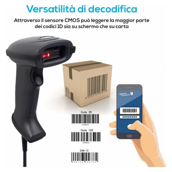 VulTech BC-08 Lettore Pistola Barcode Usb -Lotteria Scontrini