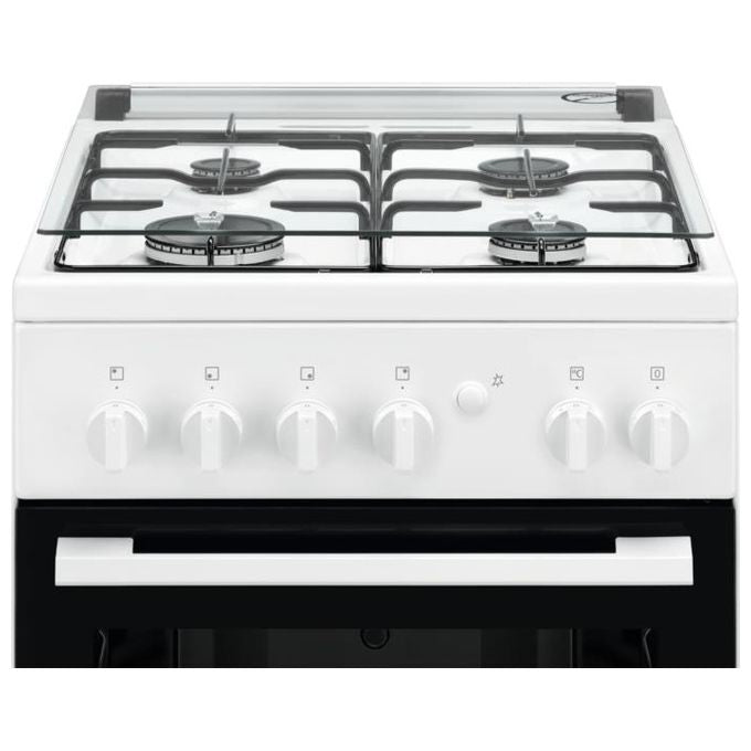 Electrolux LKK500000W - Cucina a gas con forno elettrico statico, 50 cm, 56 L, Classe A, 4 fuochi, accensione elettronica, vano portaoggetti, Bianco