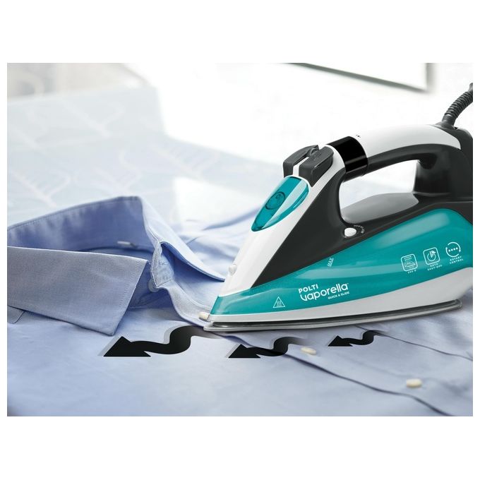 Polti Vaporella QuickandSlide QS220 Ferro da Stiro a Vapore 350 ml 2400 W 40 g-min Colpo di Vapore 250g Display Digitale Piastra Pro-Steam
