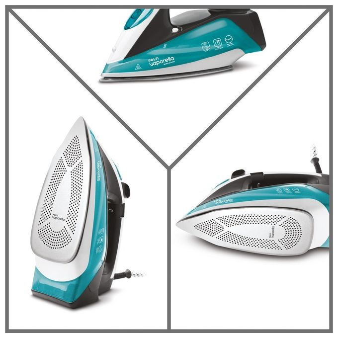 Polti Vaporella QuickandSlide QS220 Ferro da Stiro a Vapore 350 ml 2400 W 40 g-min Colpo di Vapore 250g Display Digitale Piastra Pro-Steam