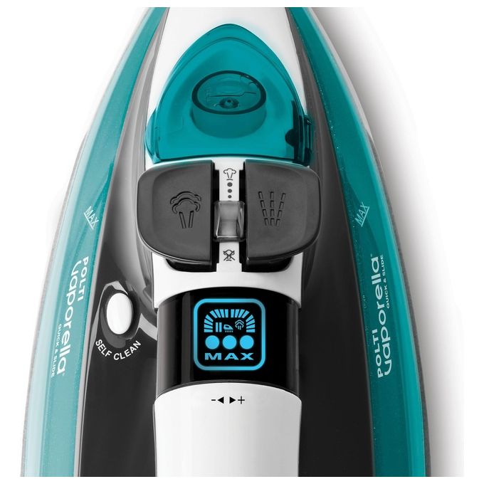 Polti Vaporella QuickandSlide QS220 Ferro da Stiro a Vapore 350 ml 2400 W 40 g-min Colpo di Vapore 250g Display Digitale Piastra Pro-Steam
