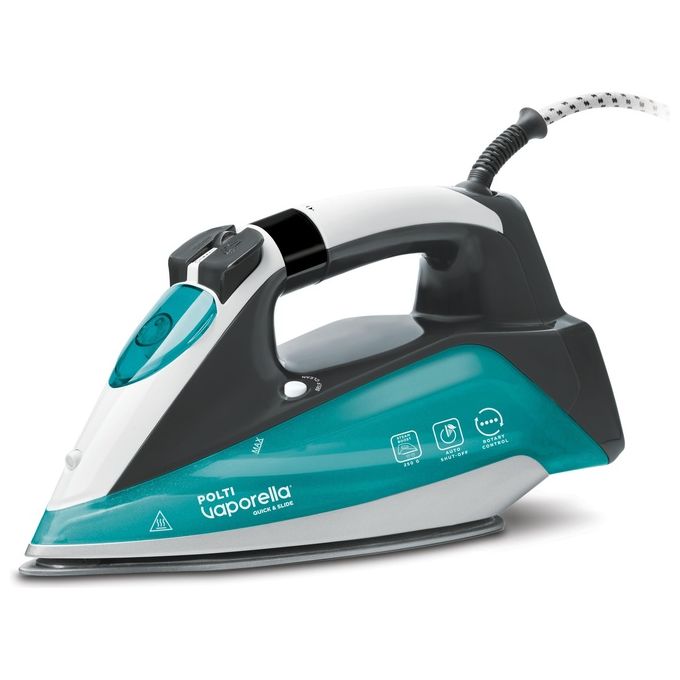 Polti Vaporella QuickandSlide QS220 Ferro da Stiro a Vapore 350 ml 2400 W 40 g-min Colpo di Vapore 250g Display Digitale Piastra Pro-Steam