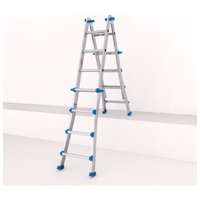 Colombo Scala EIFFEL 4+5 In Alluminio Altezza Massima 4,3 M Gradini Zigrinati Piedini Antisdrucciolevoli E Antiruggine