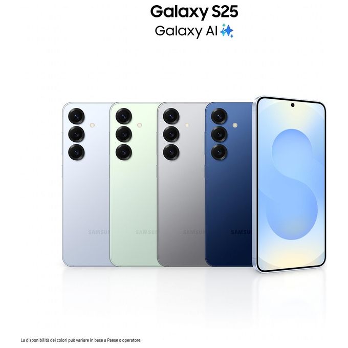 Samsung 8806095851297 Galaxy S25 Smartphone Display 6'' FHD+ Dynamic AMOLED 2X Processore Snapdragon 8 Elite RAM 12 GB Memoria 512 GB Fotocamera 50 MP 5G Android 15 colore Silver Shadow