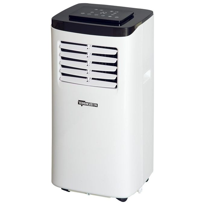 Termozeta TZAZC2 - Condizionatore portatile 7.000 BTU, per ambienti fino a 25 m², Classe A, Filtro lavabile e kit finestra incluso, 65 dB, Bianco-Nero
