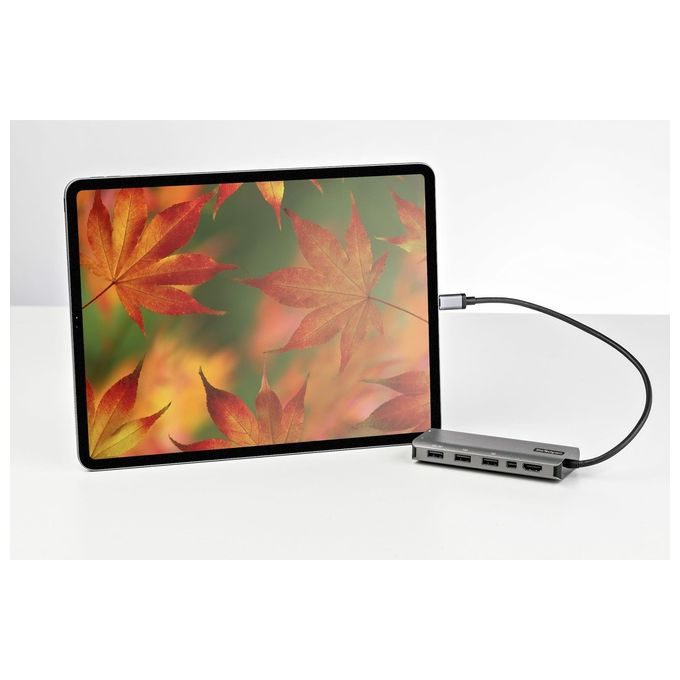 StarTech.com Adattatore Multiporta Usb-C a Hdmi o Mini Displayport 4k 60hz 100W Power Delivery 10Gbps Cavo Integrato da 12cm