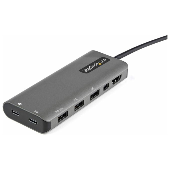 StarTech.com Adattatore Multiporta Usb-C a Hdmi o Mini Displayport 4k 60hz 100W Power Delivery 10Gbps Cavo Integrato da 12cm