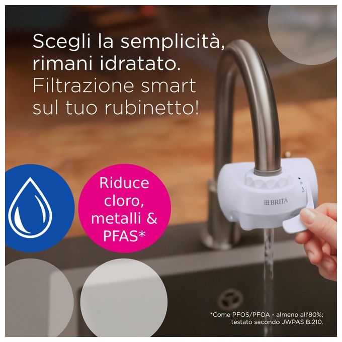 Brita ON TAP V, Filtro Acqua Rubinetto, Bianco, 4 Stadi, 600L, Rimuove Metalli