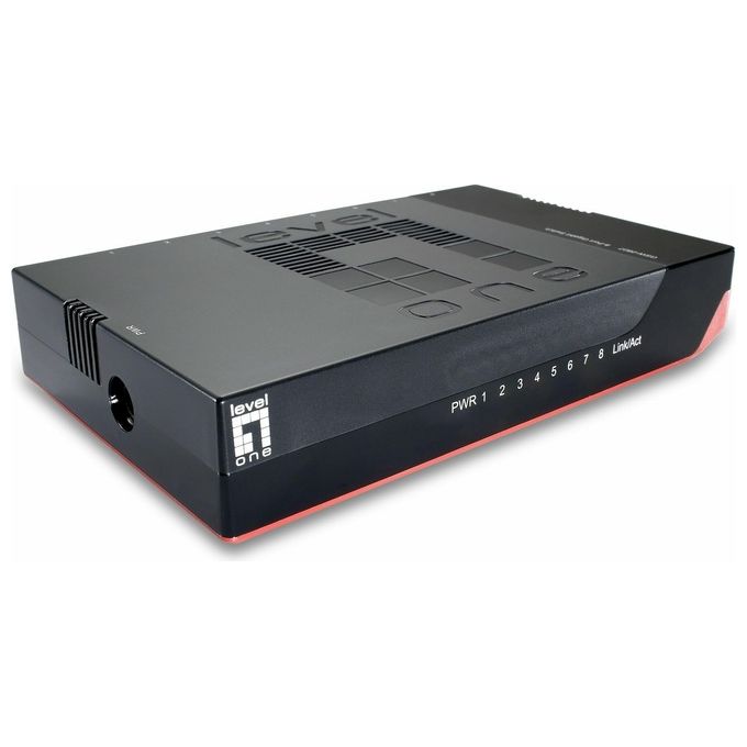 LevelOne GSW-0807 Switch di Rete Non gestito Gigabit Ethernet 10-100-1000 Nero-Rosso