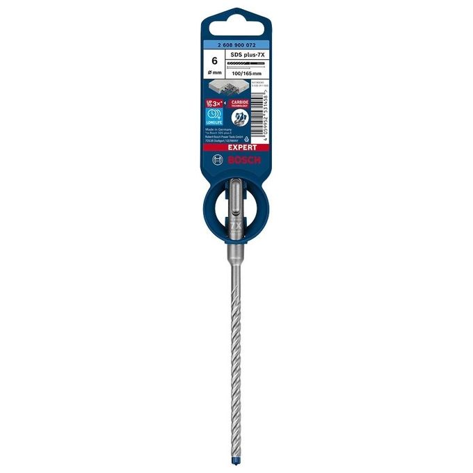 Bosch Punta per Martelli Expert SDS Plus-7X per Calcestruzzo Armato Diametro 6.00x165mm