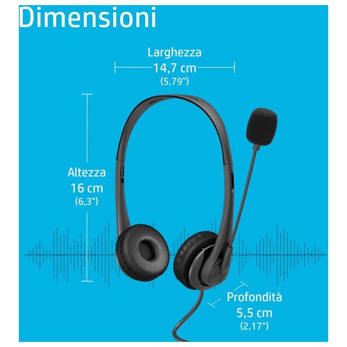 HP Stereo USB Headset G2 Auricolare Cablato a Padiglione Ufficio Nero