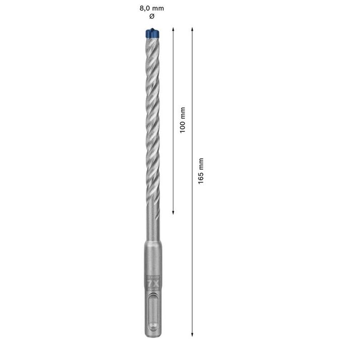 Bosch Punta per Martelli Expert SDS Plus-7X per Calcestruzzo Armato Diametro 8.00x165mm