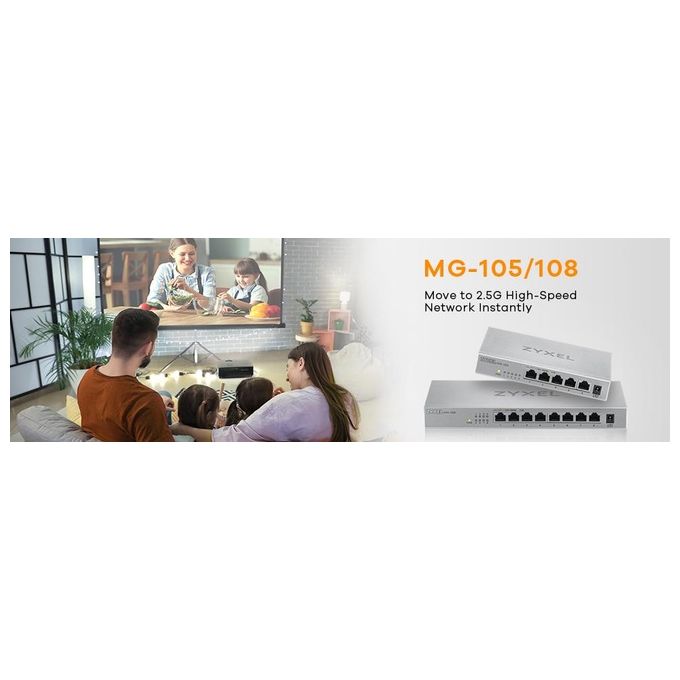Zyxel MG-105 Switch Non Gestito 2.5G Ethernet 100-1000-2500 Acciaio
