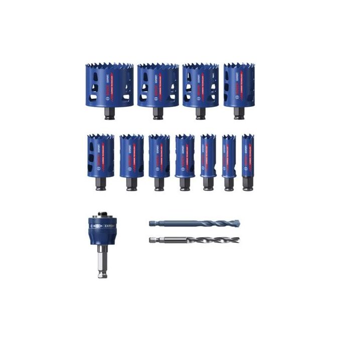 Bosch 14x Set di Seghe a Tazza Expert Tough Material per Legno con Metallo Diametro 20-76mm