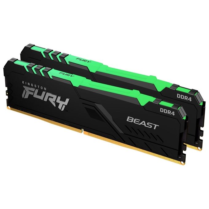 Kingston FURY Beast Ram DDR4 RGB 32GB 2x16GB 2666MHz CL16 Memoria Gaming Kit per Computer Fissi KF426C16BBAK2-32