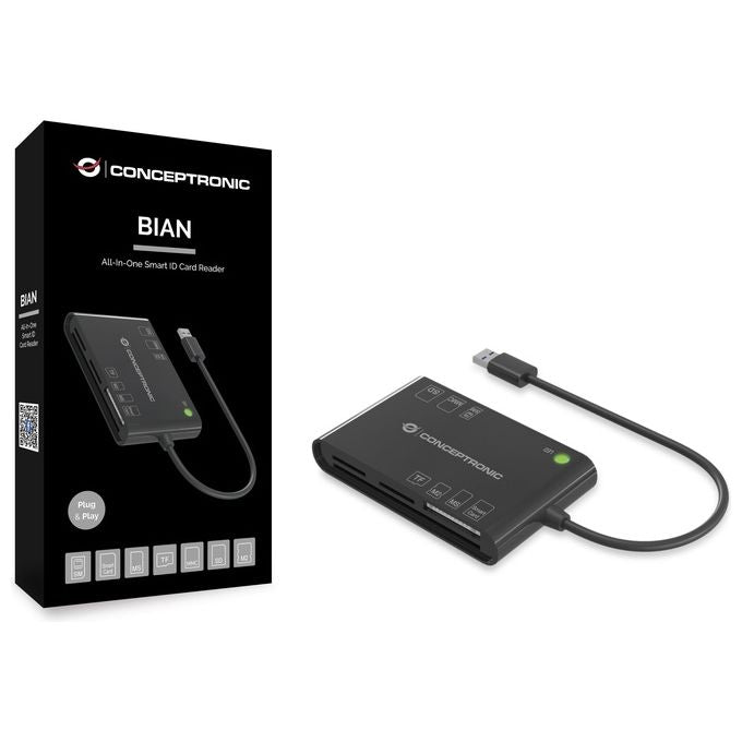 Conceptronic Smart ID Card Reader All-In-One nero