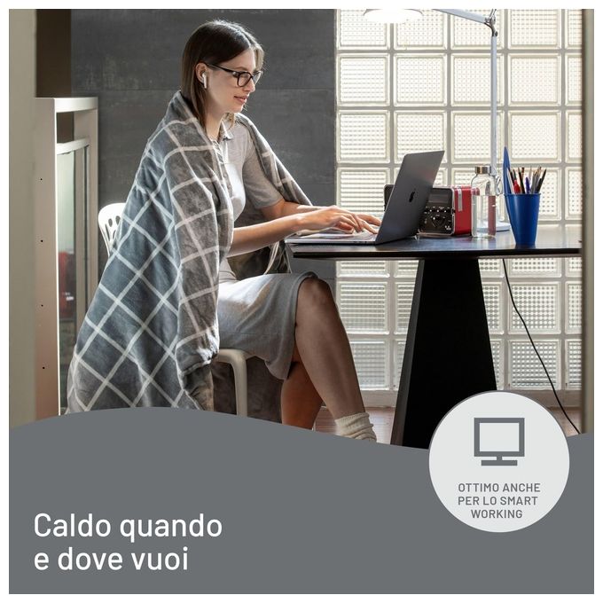 Imetec Adapto Velvet Square Plaid Riscaldabile 150x95cm