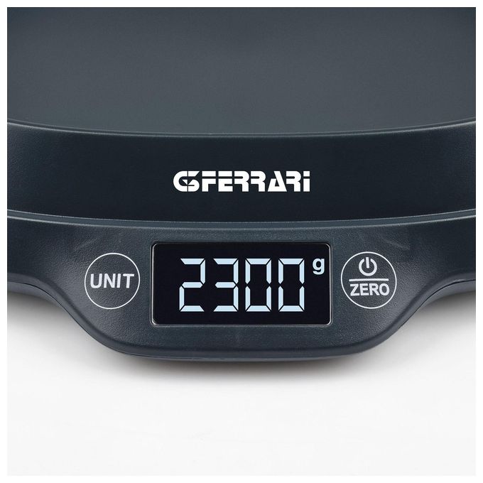 G3 Ferrari Ginny G20093 – Bilancia da cucina digitale, portata massima 5 kg, precisione 1 g, display LCD retroilluminato, funzioni tara e conversione unita', alimentazione 2 batterie AAA, colore nero