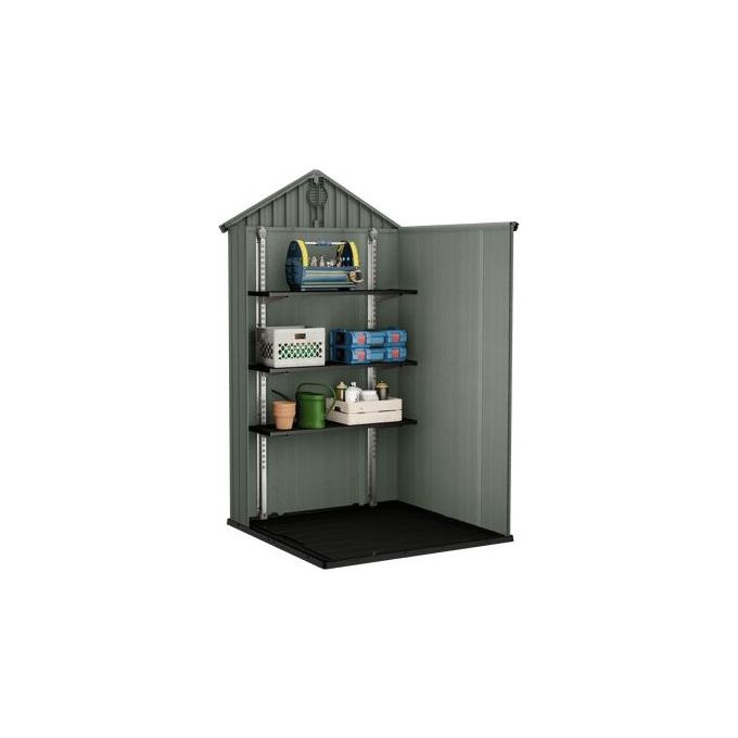 Keter 256879 Darwin 6x4 Casetta da Giardino in Resina 190x122x221 cm con Pavimento Finestre e Doppia Porta colore Verde
