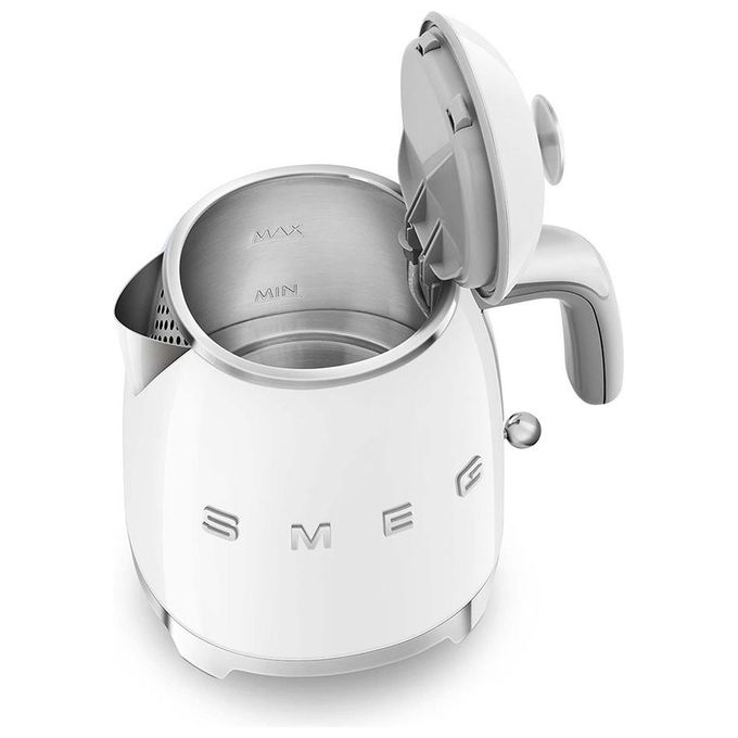 05WHEU - Bollitore elettrico 0,8 L, 1 400 W, corpo doppia parete acciaio inox-plastica, autospegnimento e protezione contro il funzionamento a secco, filtro anticalcare rimovibile, Bianco lucido (estetica 50's Style)