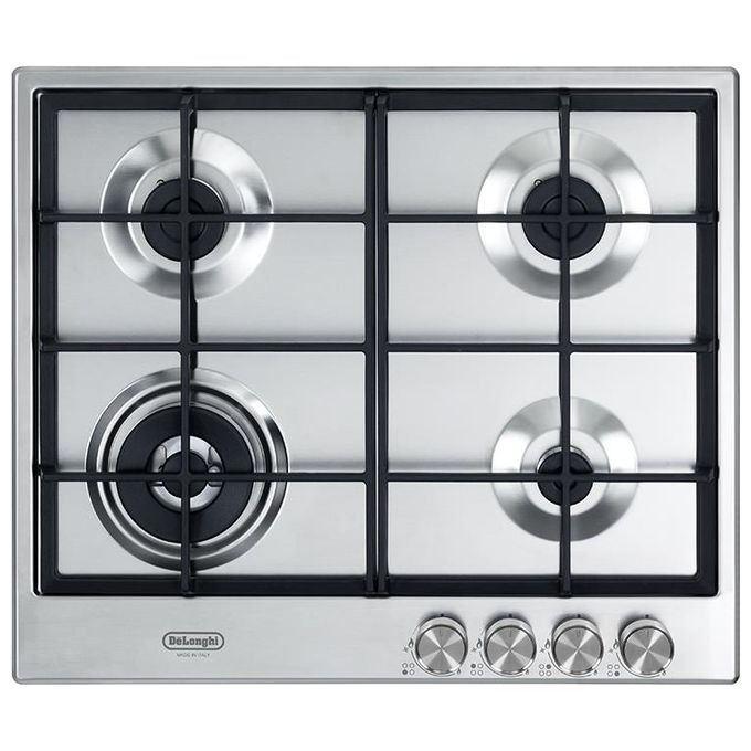 DeLonghi NSL460X Piano Cottura a Gas 4 Zone 1 Doppia corona Griglie in ghisa 60cm Inox