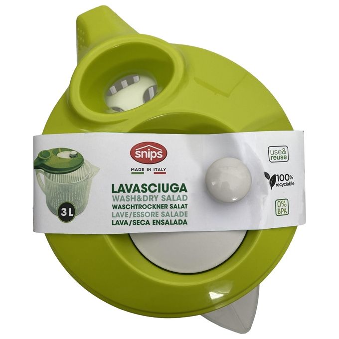 Snips 020394 WashandDry Salad Centrifuga per Insalata 3.8 L lavabile in lavastoviglie colore Verde Bianco