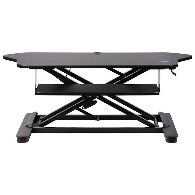 StarTech.com Scrivania ad Angolo Sit Stand con Vassoio per Tastiera Supporta Due Monitor