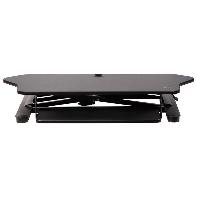 StarTech.com Scrivania ad Angolo Sit Stand con Vassoio per Tastiera Supporta Due Monitor
